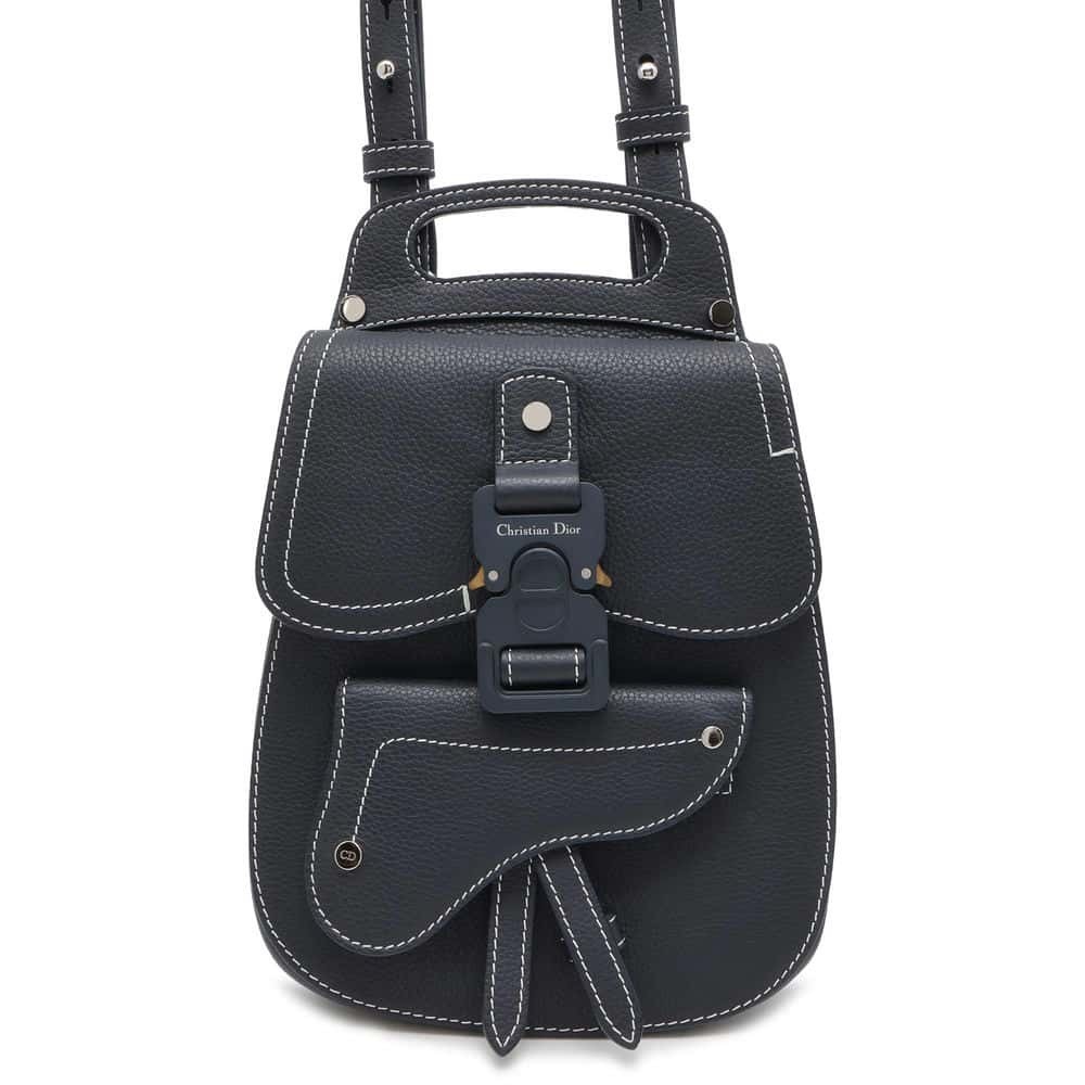 Christian Dior Gallop Saddle Leather Backpack Black